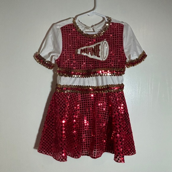 Rare Disney Store Girls Cheerleader Costume Dress Red Sequin Minnie Mouse 6/6X - Picture 1 of 6